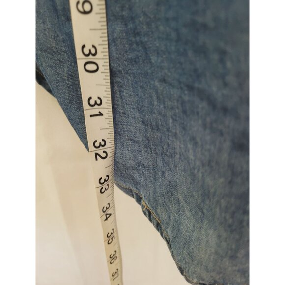 Sleeveless Denim Button-Up Shirt By JW Signature  Medium  100% Cotton  Distresse - Picture 10 of 12